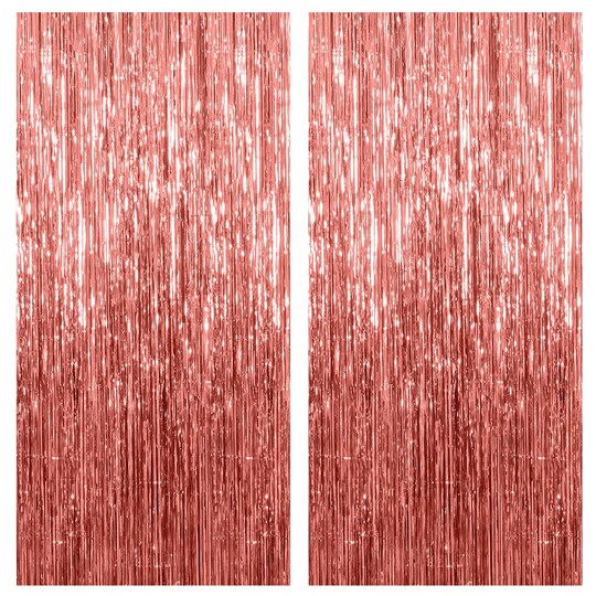 StaticPoster; 2 Pack Rose Gold Backdrop Birthday Decorations Foil Curtain Bachelorette Party Decor Rose Gold Decor Party Streamers Groovy Birthday Decorations Backdrop; Category:Party Decorations; Image:1